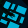 hand on many different sized screens dark background blue screens